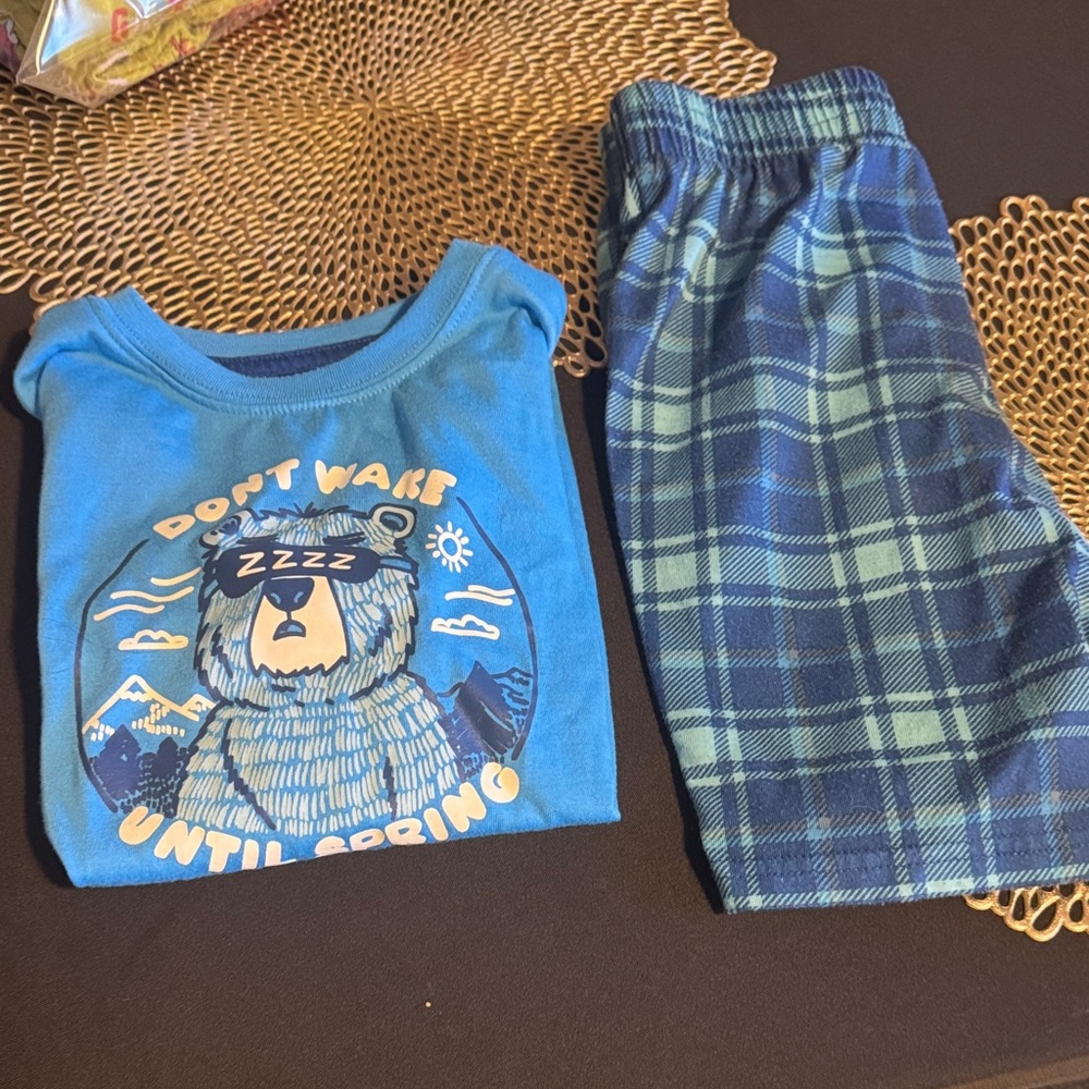 Blue Bear Print Kids Pajamas